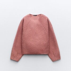 Zara Boucle Sweatshirt Chalk Pink